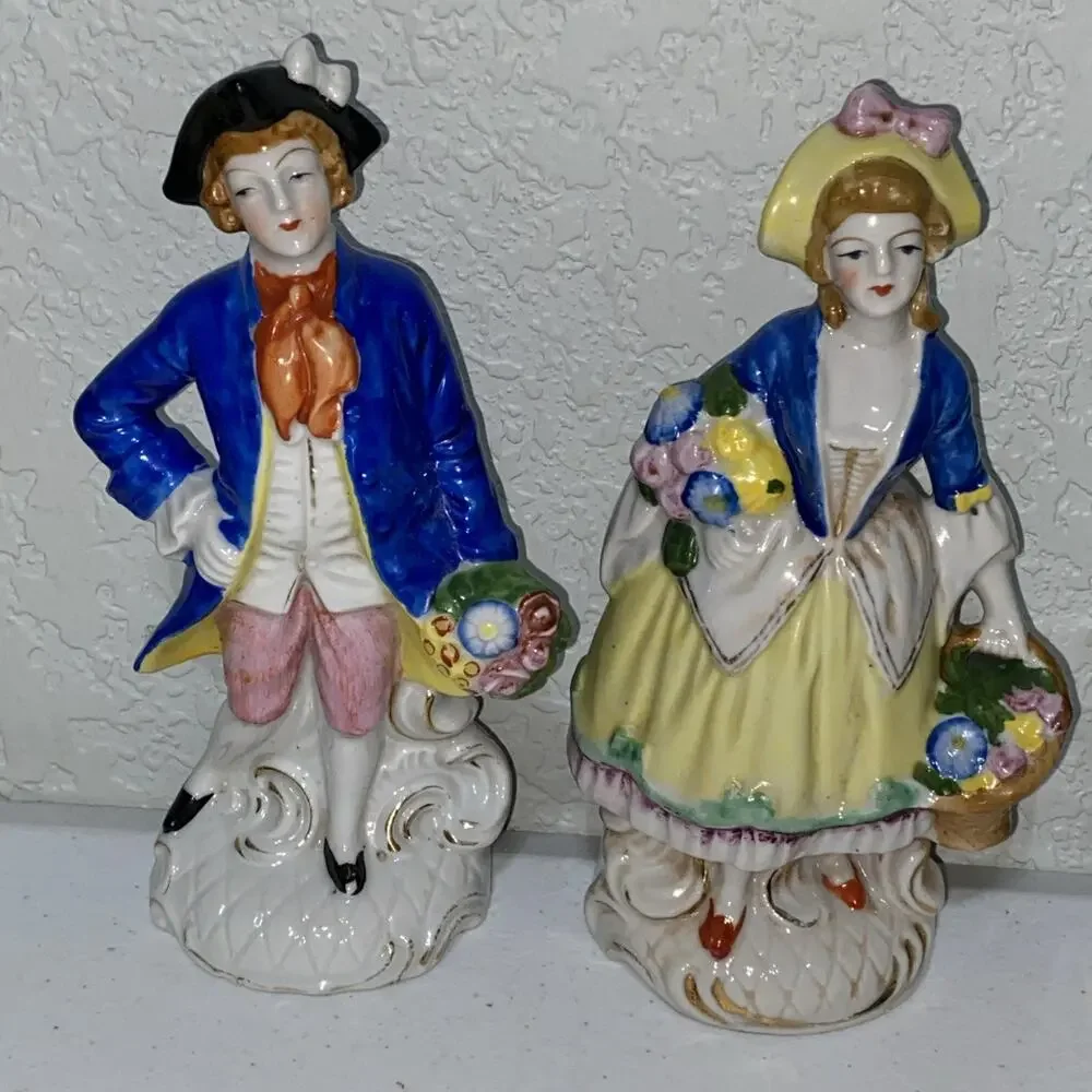 VTG Made in Occupied Japan Victorian Courting Couples Mismatch Figurines 7” READ